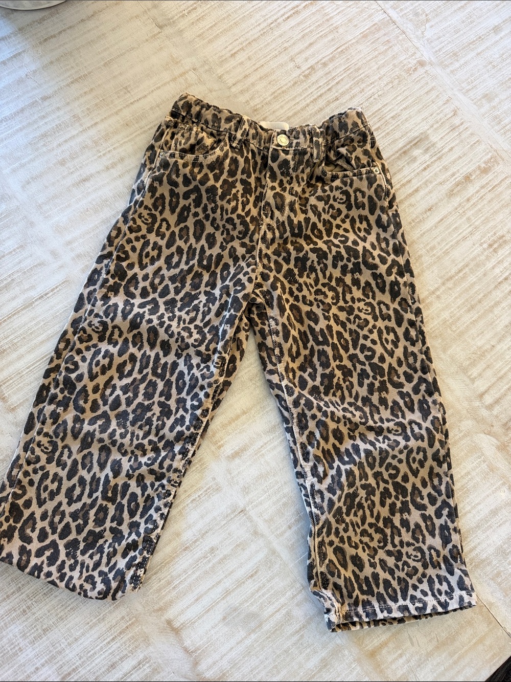 Zara Kids Leopard Print Corduroy Pants - Brown/Black